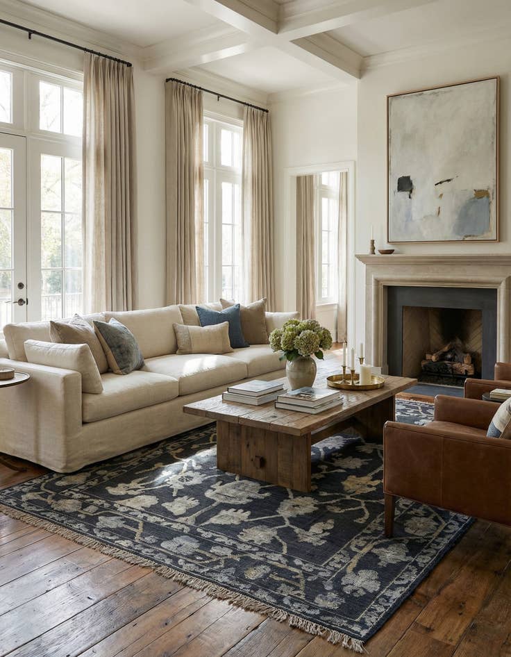 Detail image of 9' 2 x 12' 6  Hand Knotted Oushak Wool Rug