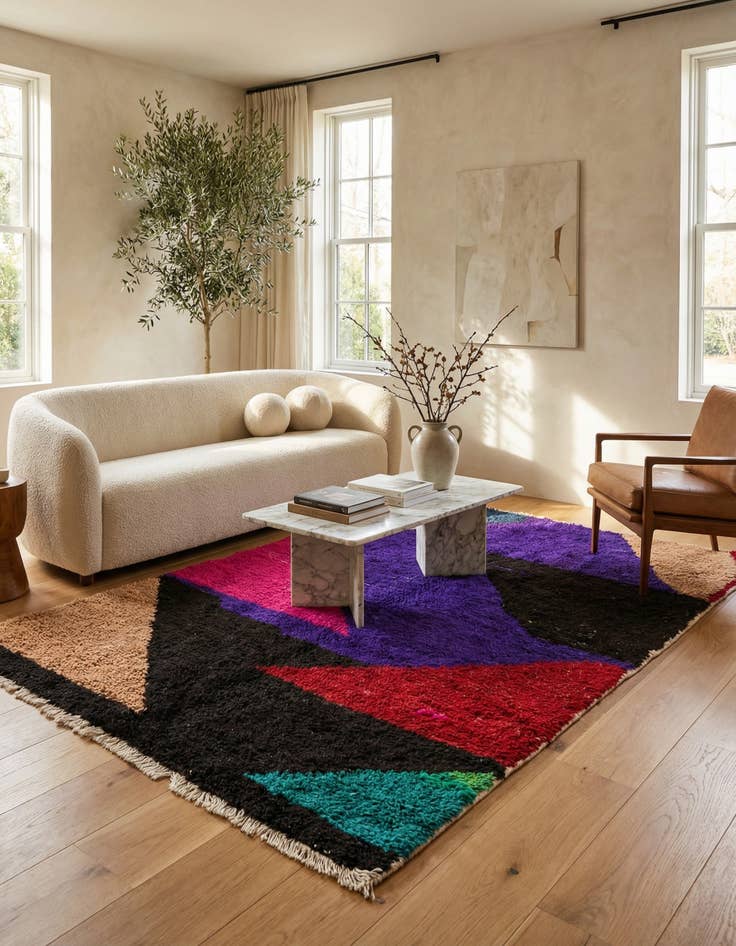 Detail image of  5' 4 x 7' 6  Hand Knotted Moroccan Wool Rug