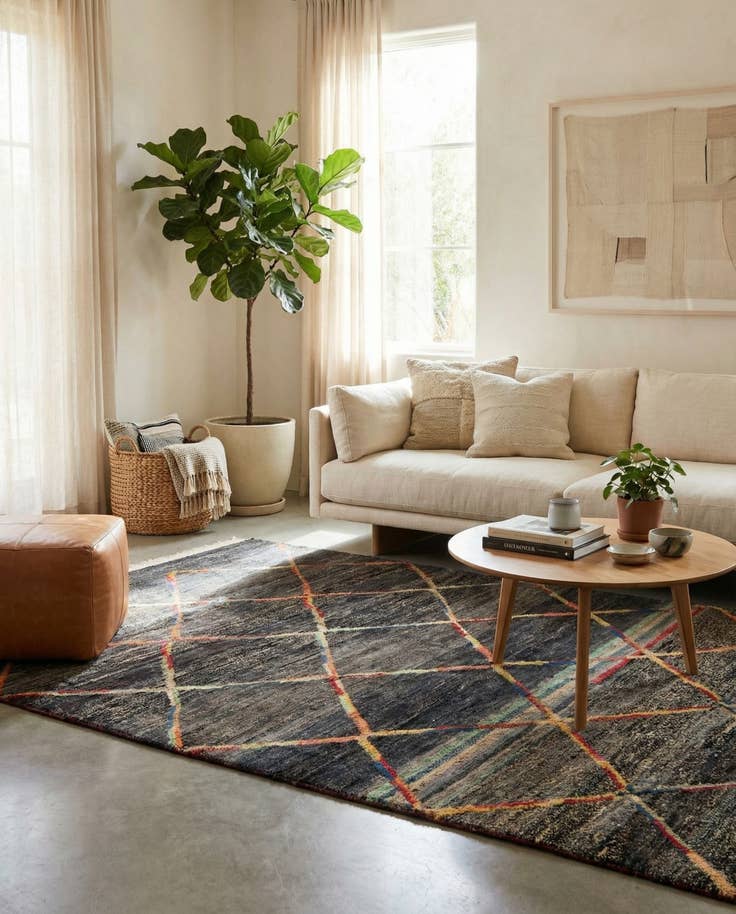 Detail image of 5' 6 x 8' 3 Hand Knotted Moroccan Wool Rug