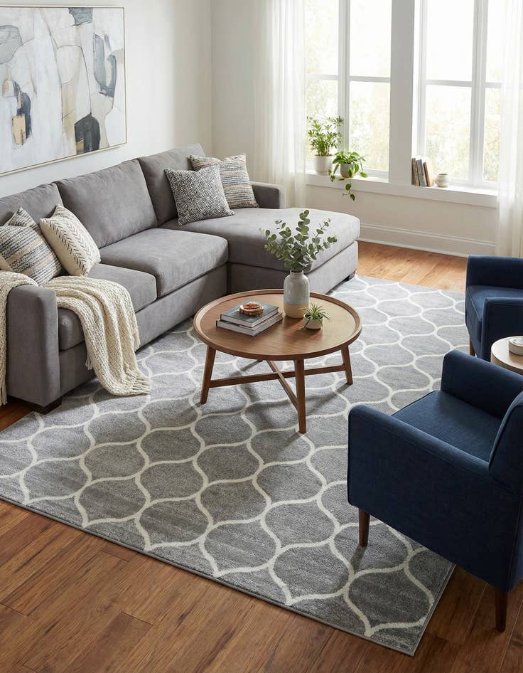 Detail image of  7' 10 x 11' Lattice Frieze Rug