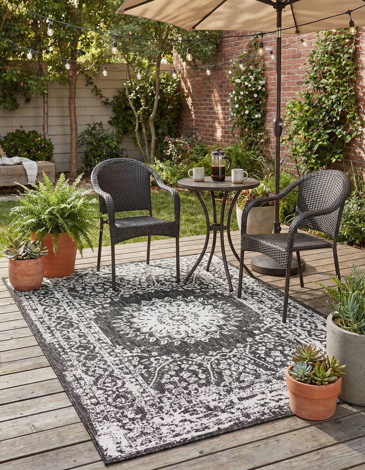 Detail image of 4' x 6'  Washable Traditional Indoor / Outdoor Rug