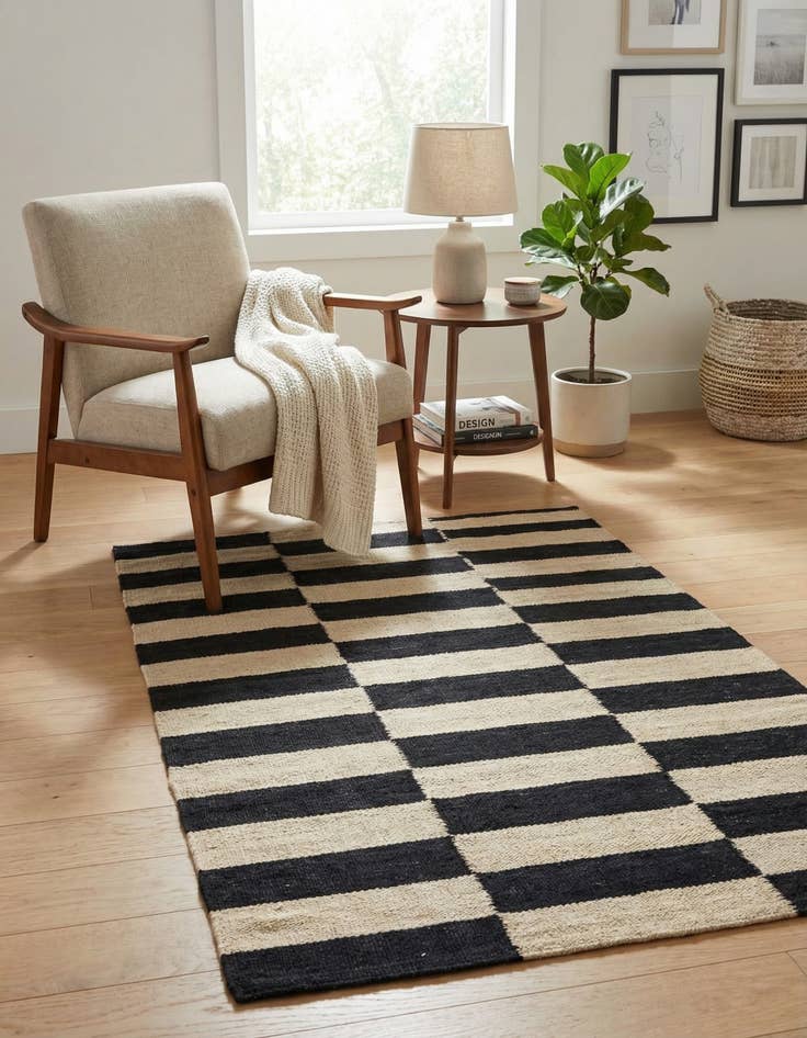 Detail image of 2' 6 x 4'  Hand Woven Kilim Modern Wool Rug