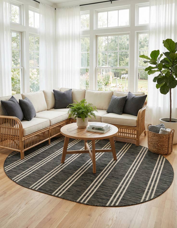 Detail image of  7' 10 x 10'  Washable Jill Zarin Anguilla Indoor / Outdoor Oval Rug