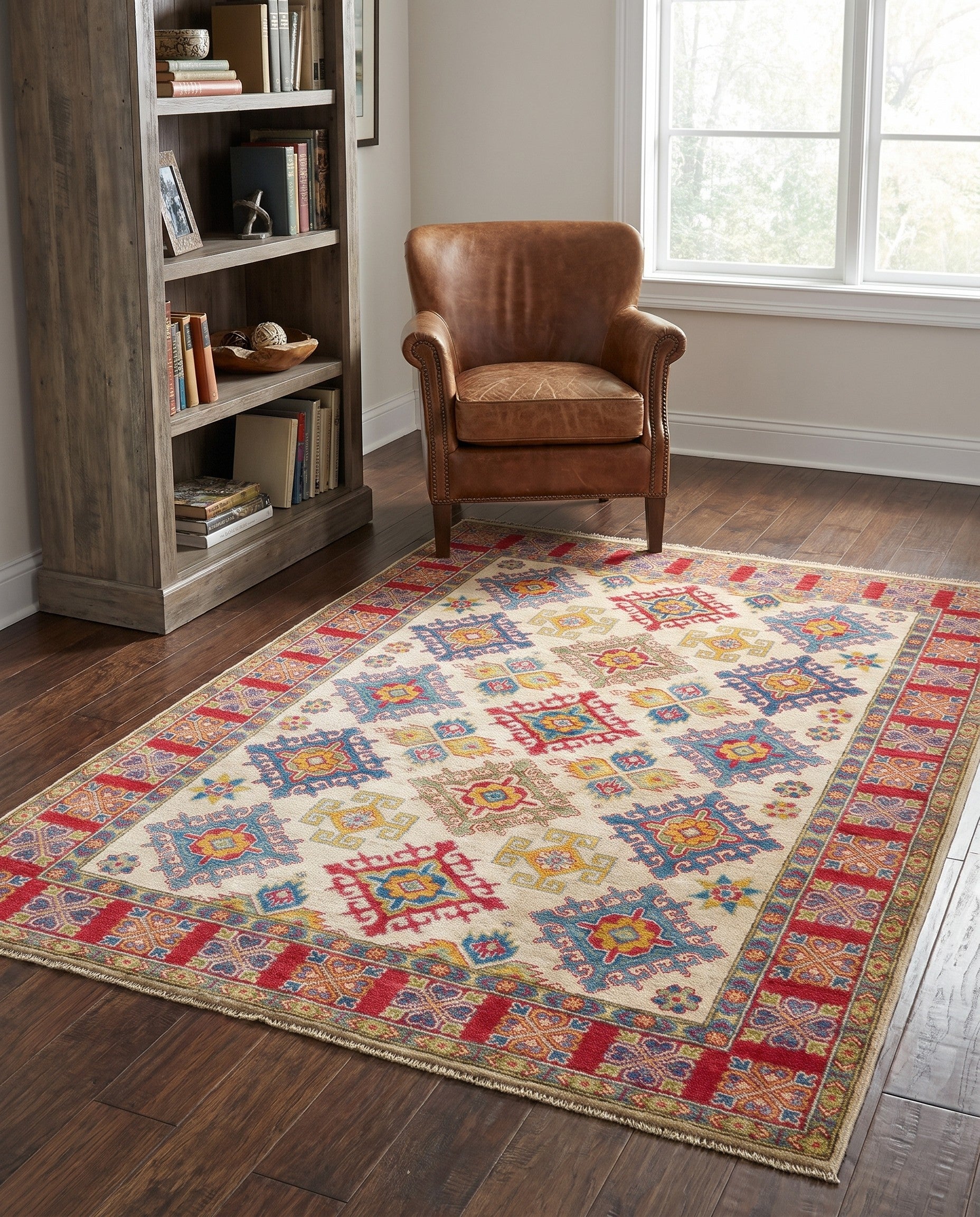 155cm x 210cm Noué main Kazak Tapis