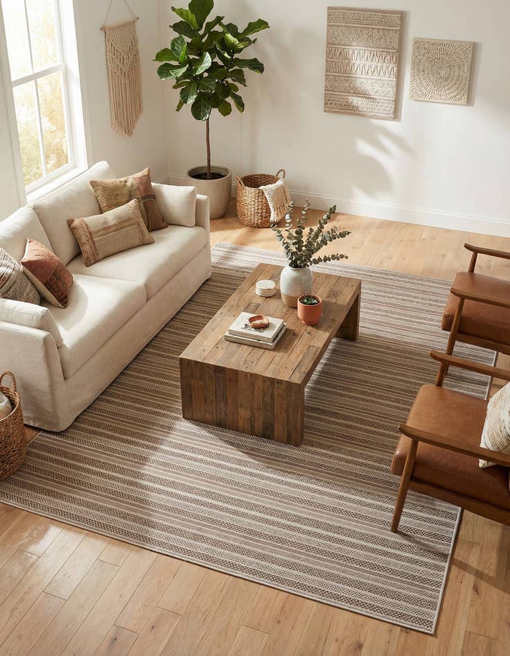 Detail image of 9' x 12' Easy-Clean Striped Indoor / Outdoor Rug