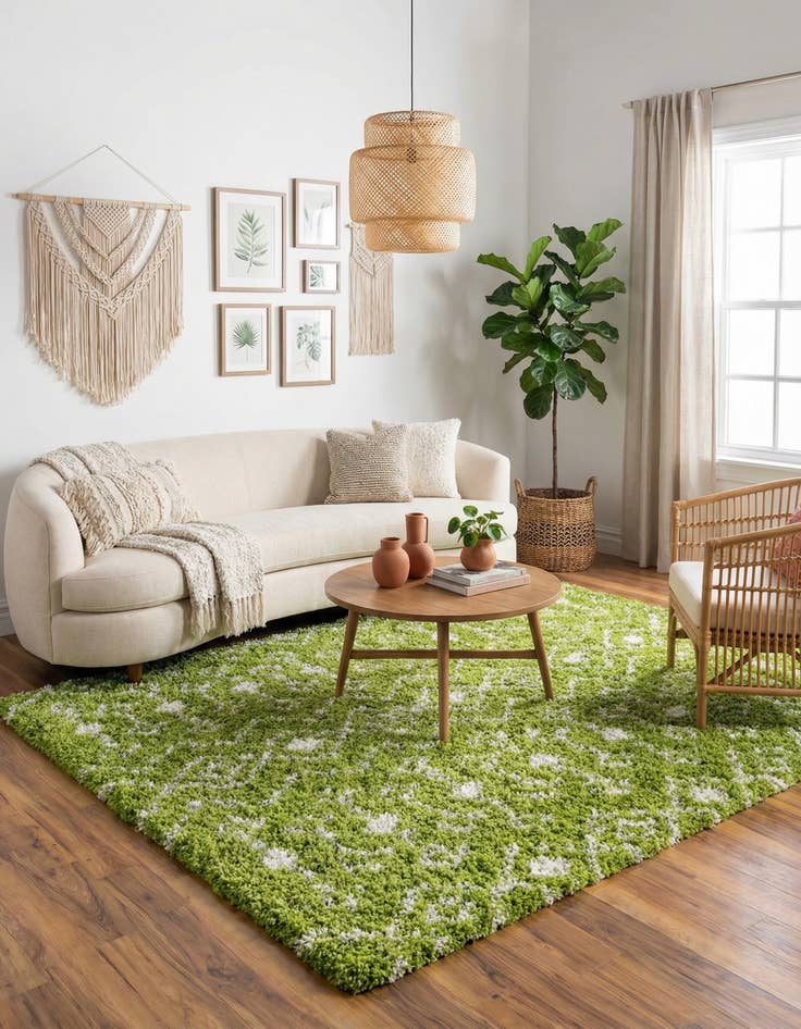 Detail image of  10' x 10' Moroccan Trellis Shag Square Rug