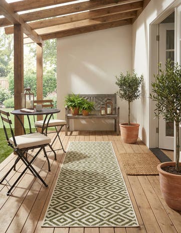 Green Easy-Clean Jill Zarin Costa Rica Indoor / Outdoor Runner Rug
