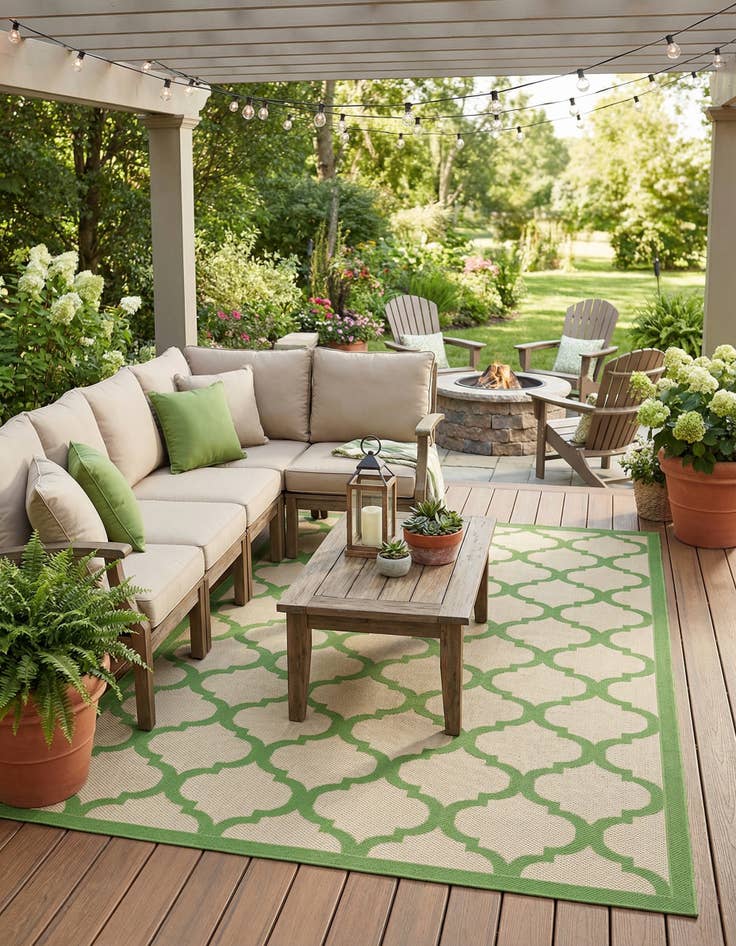 Detail image of 6' x 9' Easy-Clean Trellis Indoor / Outdoor Rug