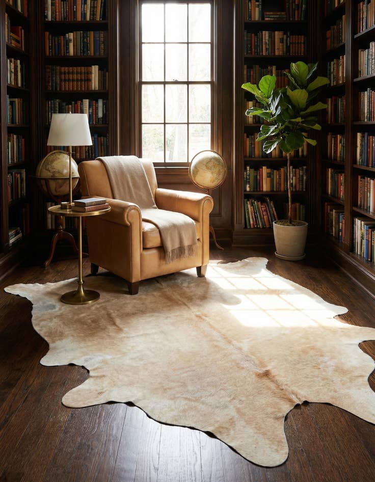 Detail image of 6' 9 x 7' 6 Cowhide Leather Rug