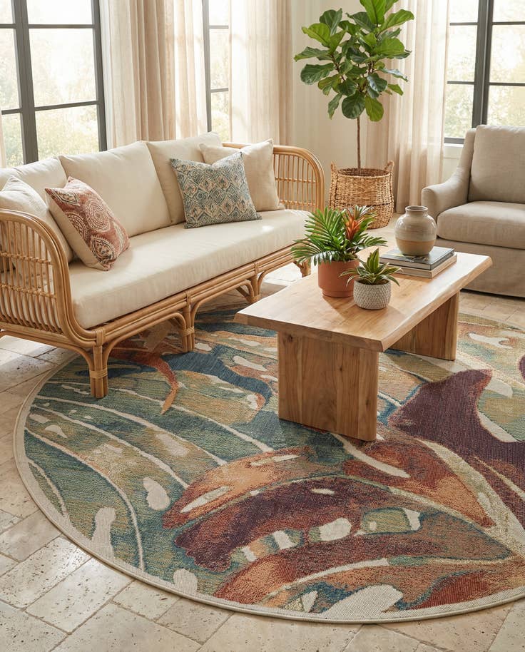 Detail image of 10' x 10' Easy-Clean Baja Indoor / Outdoor Round Rug