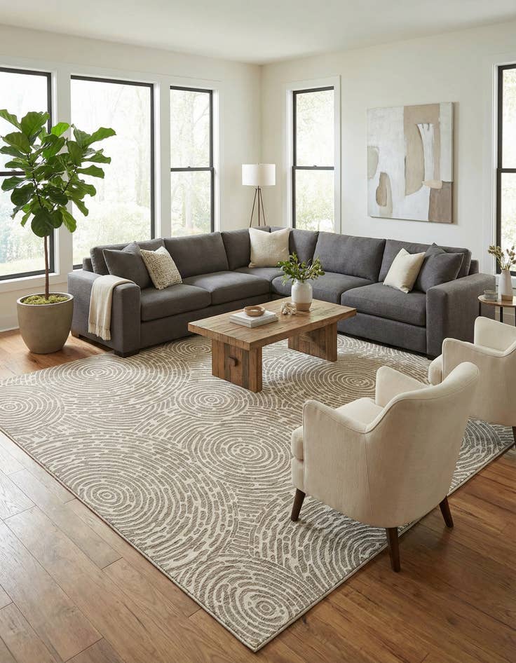 Detail image of 13' x 13'  Washable Modern Indoor / Outdoor Square Rug