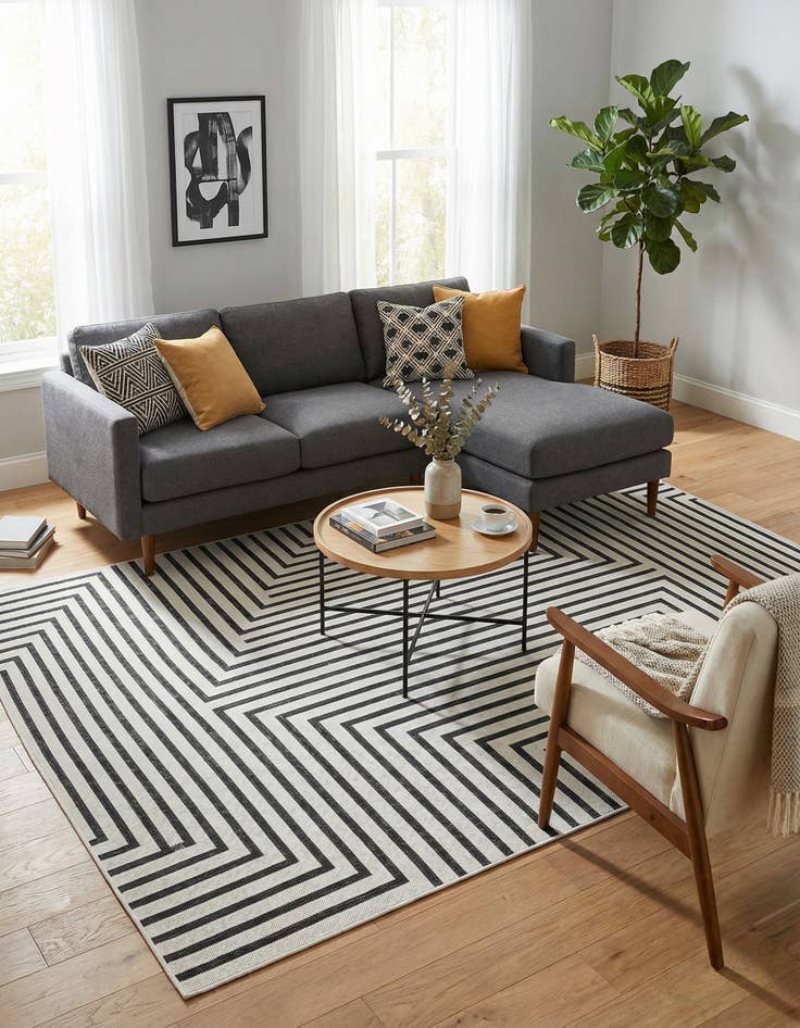 Detail image of  6' x 9'  Washable Modern Indoor / Outdoor Rug