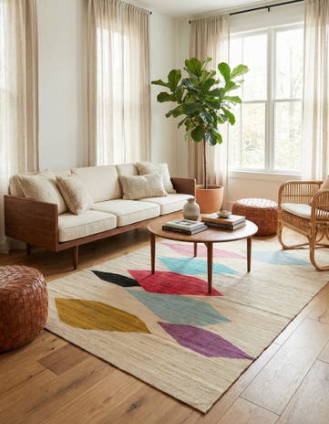 4' 2 x 5' 9 Hand Woven Kilim Modern Wool Rug