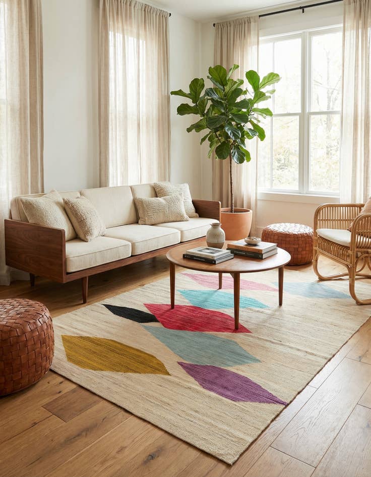 Detail image of 4' 2 x 5' 9 Hand Woven Kilim Modern Wool Rug