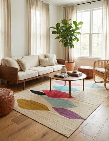 4' 2 x 5' 9 Hand Woven Kilim Modern Wool Rug