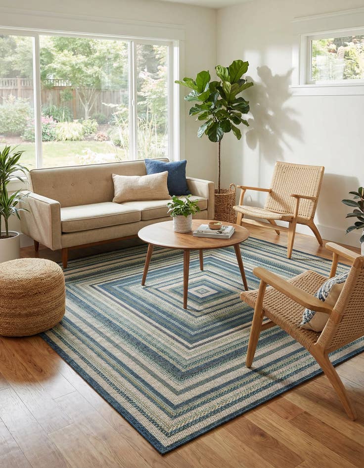 Detail image of 6' x 6'  Washable Baja Indoor / Outdoor Square Rug