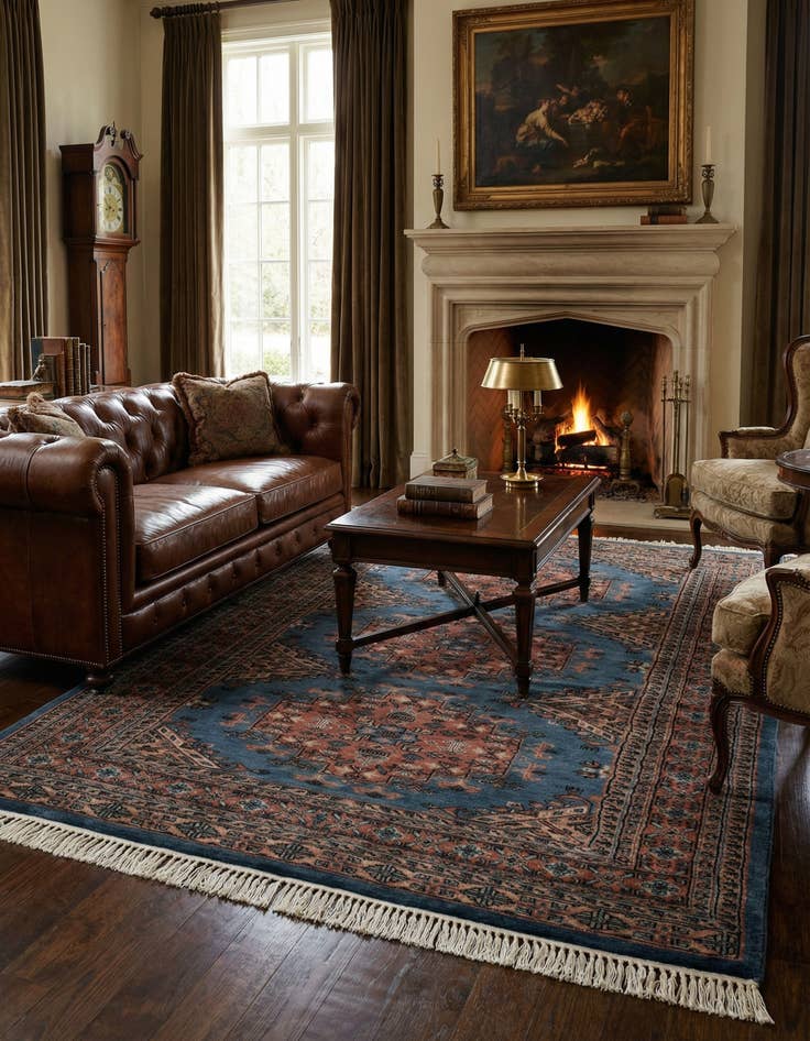 Detail image of  4' 4 x 5' 11  Hand Knotted Bokhara Wool Rug