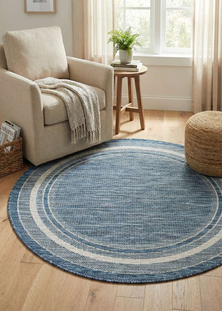 4' x 4' Easy-Clean Border Indoor / Outdoor Round Rug