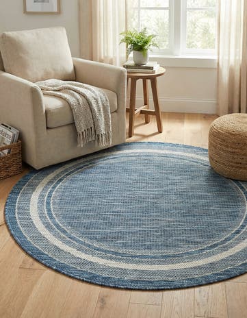 4' x 4' Easy-Clean Border Indoor / Outdoor Round Rug