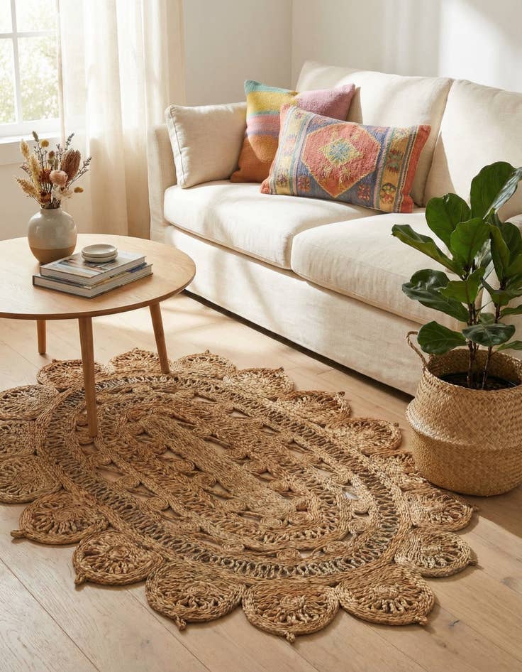 Detail image of 3' 1 x 5' 1  Hand Braided Jute Oval Rug