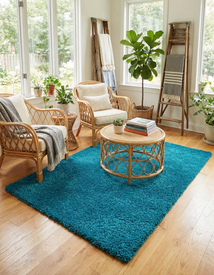 Detail image of 3' 2 x 5' 2 Solid Frieze Rug