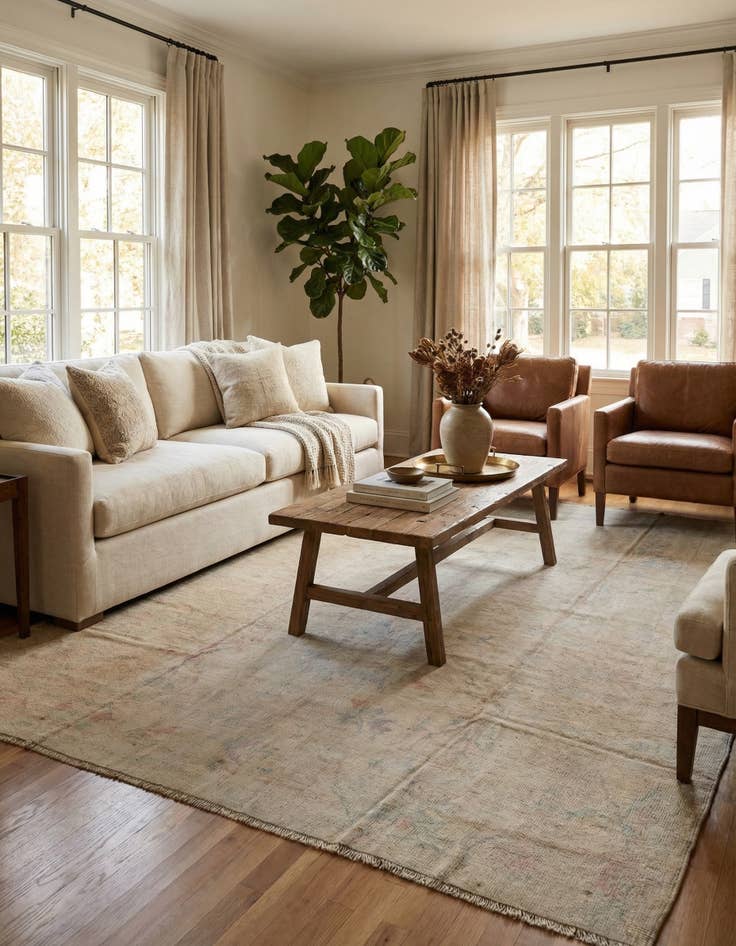 Detail image of 8' 7 x 10' 10  Hand Knotted Oushak Wool Rug