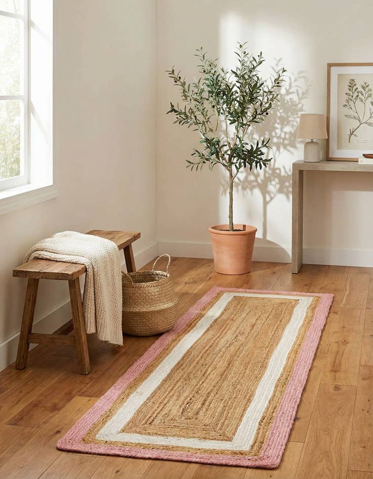 Detail image of 2' x 8'  Hand Braided Jute Runner Rug