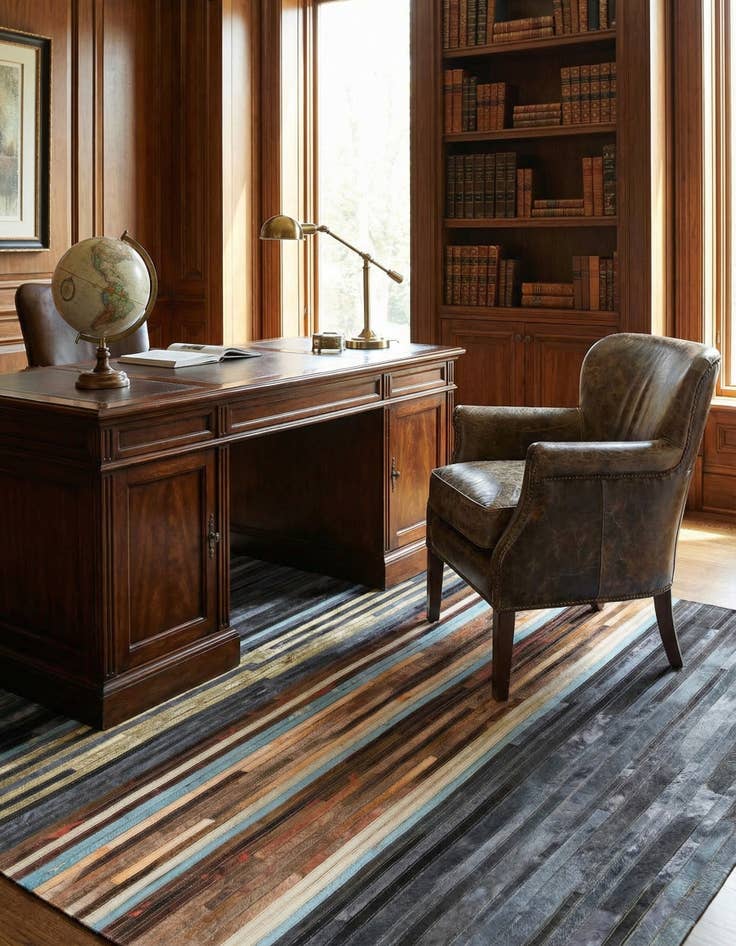 Detail image of 5' 2 x 7' 4 Cowhide Leather Rug