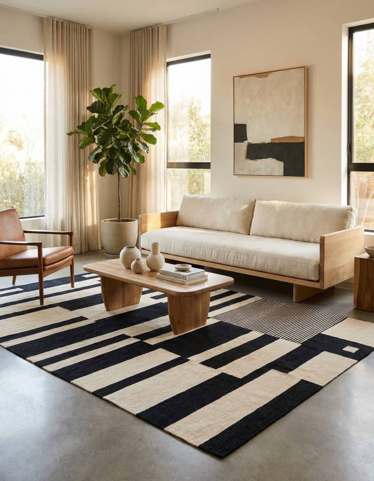 Detail image of 6' 7 x 9' 10  Hand Woven Kilim Modern Wool Rug