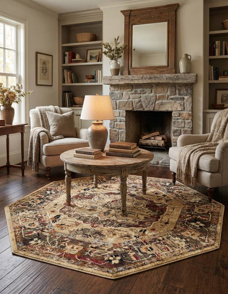 Detail image of 5' 3 x 5' 3 Saturn Octagon Rug