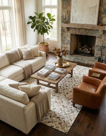 6' 7 x 10' Cowhide Stocks Rug