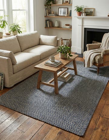5' 1 x 8' Handmade Tweed Braided Jute Rug