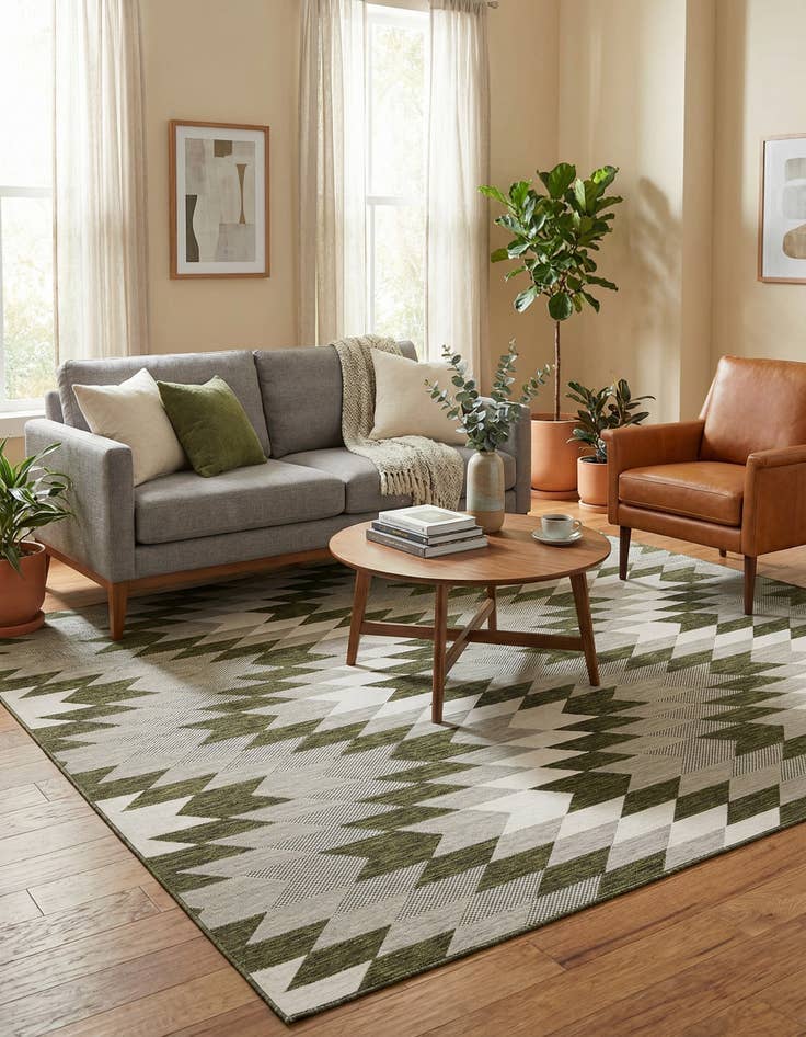 Detail image of  10' x 10'  Washable Modern Indoor / Outdoor Square Rug