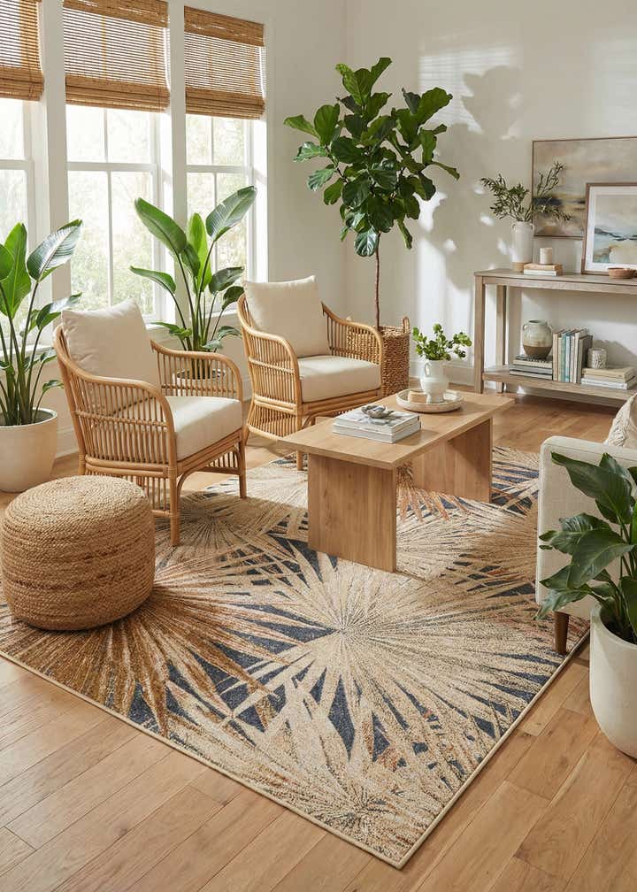 6' x 9' Easy-Clean Botanical Indoor / Outdoor Rug