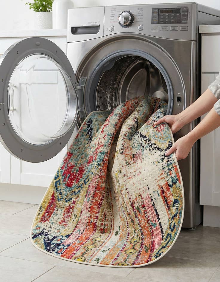 Detail image of 3' 3 x 5' 3  Washable Santa Fe Oval Rug