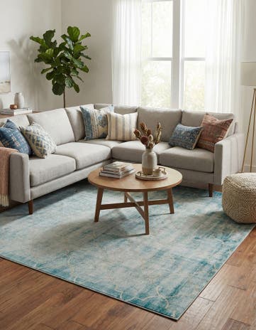 Jill Zarin Teal Uptown Lincoln Center Square Rug