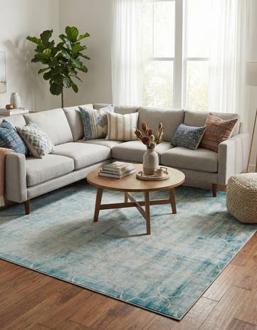 Jill Zarin Teal Uptown Lincoln Center Square Rug