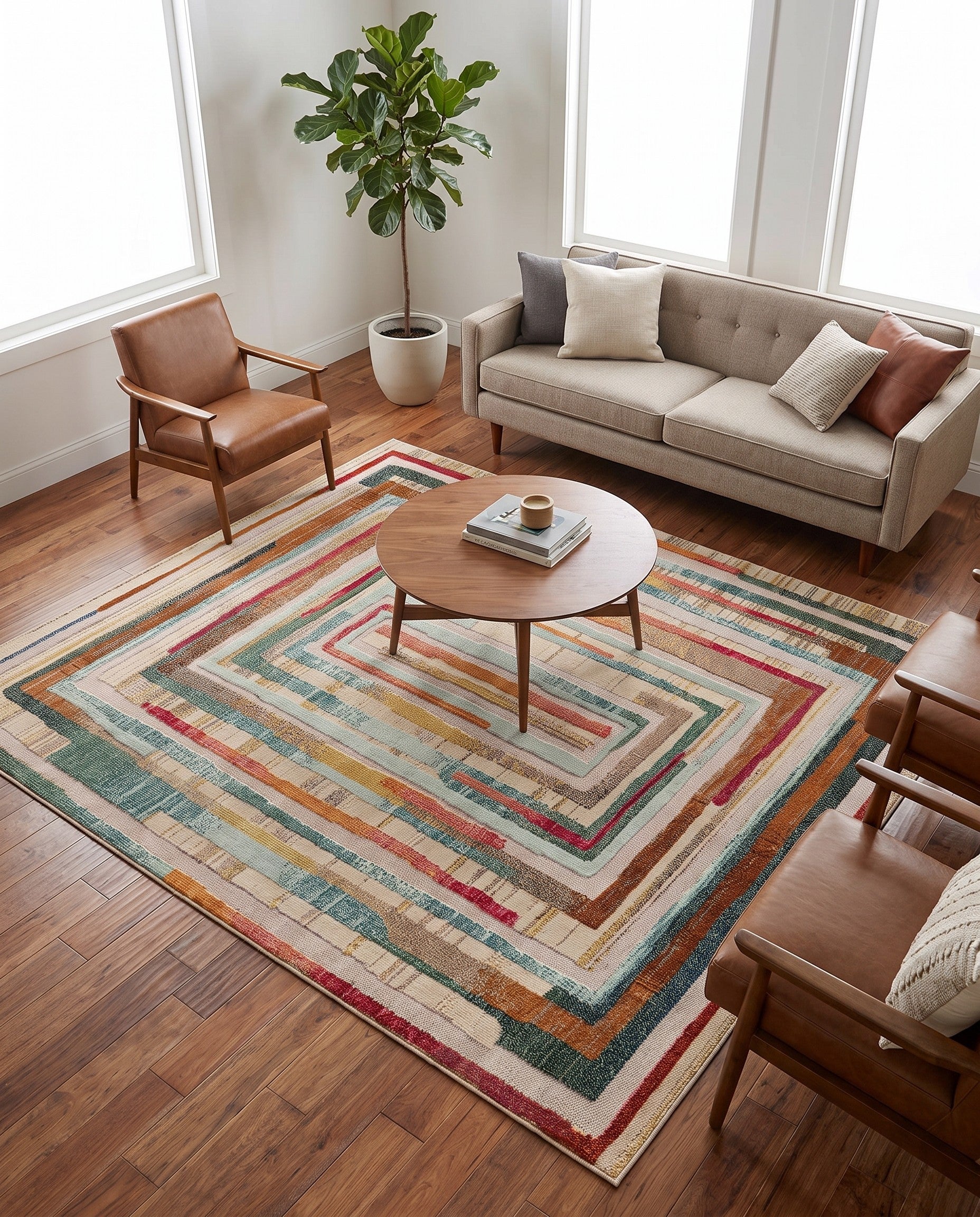 7' 10 x 7' 10 Easy-Clean Casablanca Indoor / Outdoor Square Rug