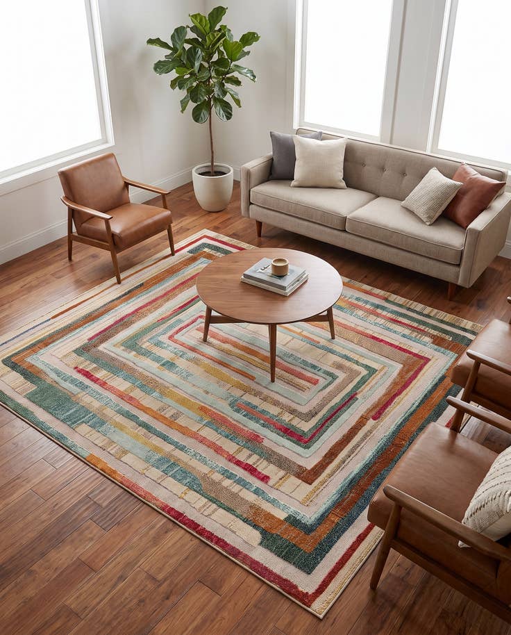 Vue détaillée : 240cm x 240cm Facile à nettoyer Casablanca Tapis Intérieur / Extérieur Carré