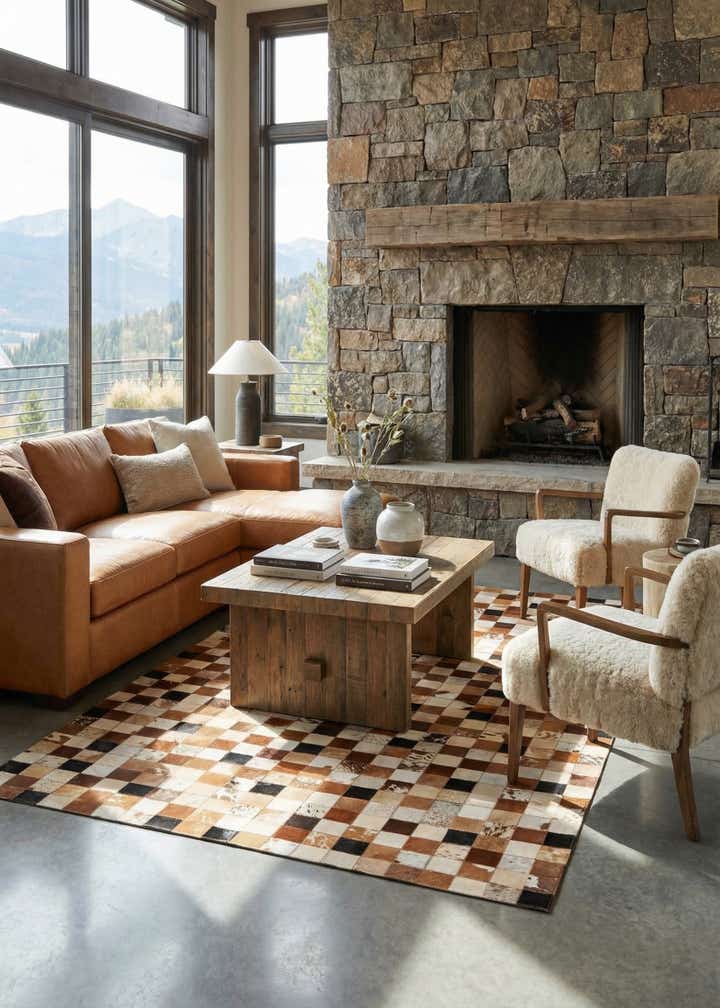 5' x 8' Cowhide Leather Rug