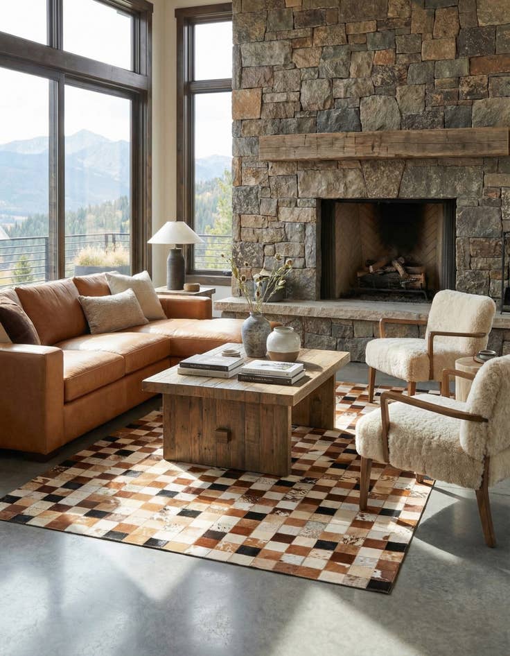 Detail image of 5' x 8' Cowhide Leather Rug