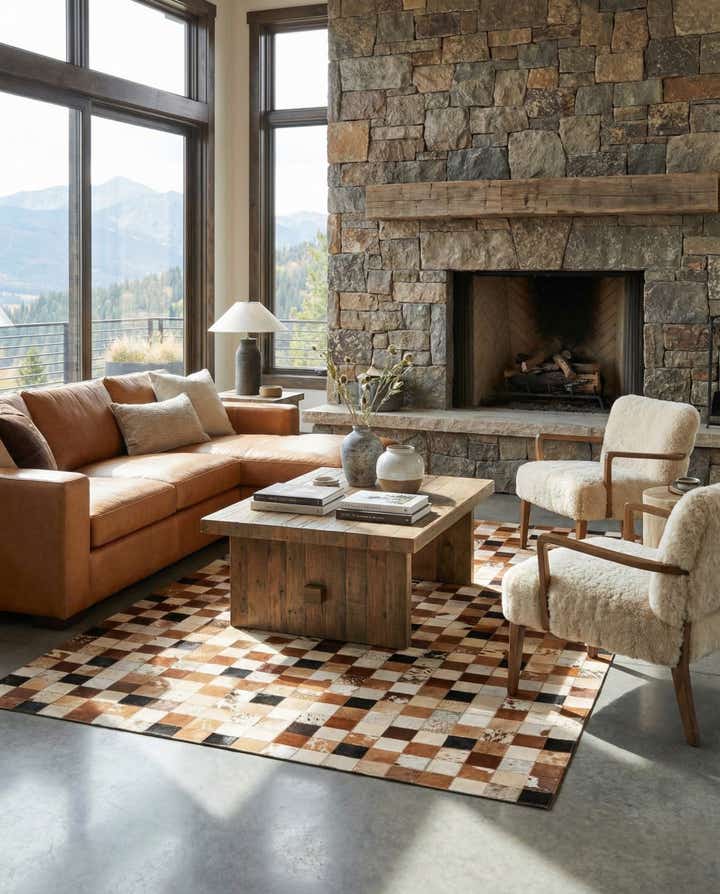 5' x 8' Cowhide Leather Rug