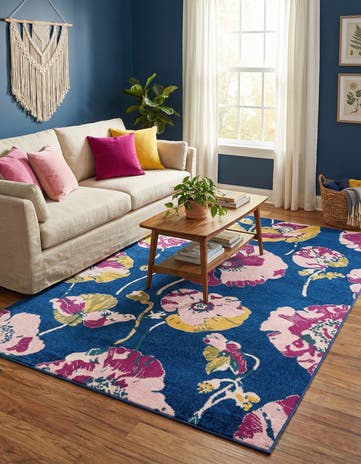 Navy Blue Bloom Rug