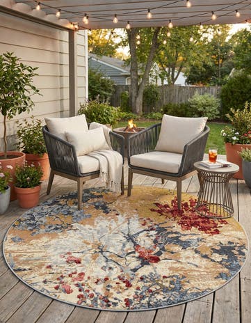 5' 3 x 5' 3 Easy-Clean Modern Indoor / Outdoor Round Rug