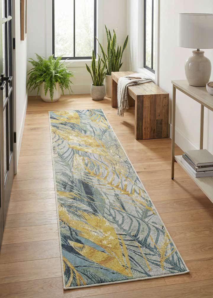 2' x 8' Easy-Clean Botanical Indoor / Outdoor Runner Rug