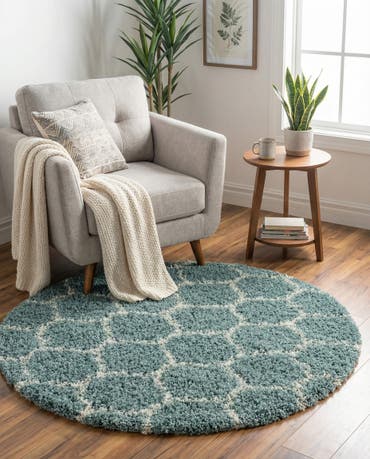  3' 3 x 3' 3 Lattice Shag Round Rug