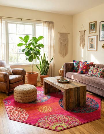 Rust Red Azalea Octagon Rug