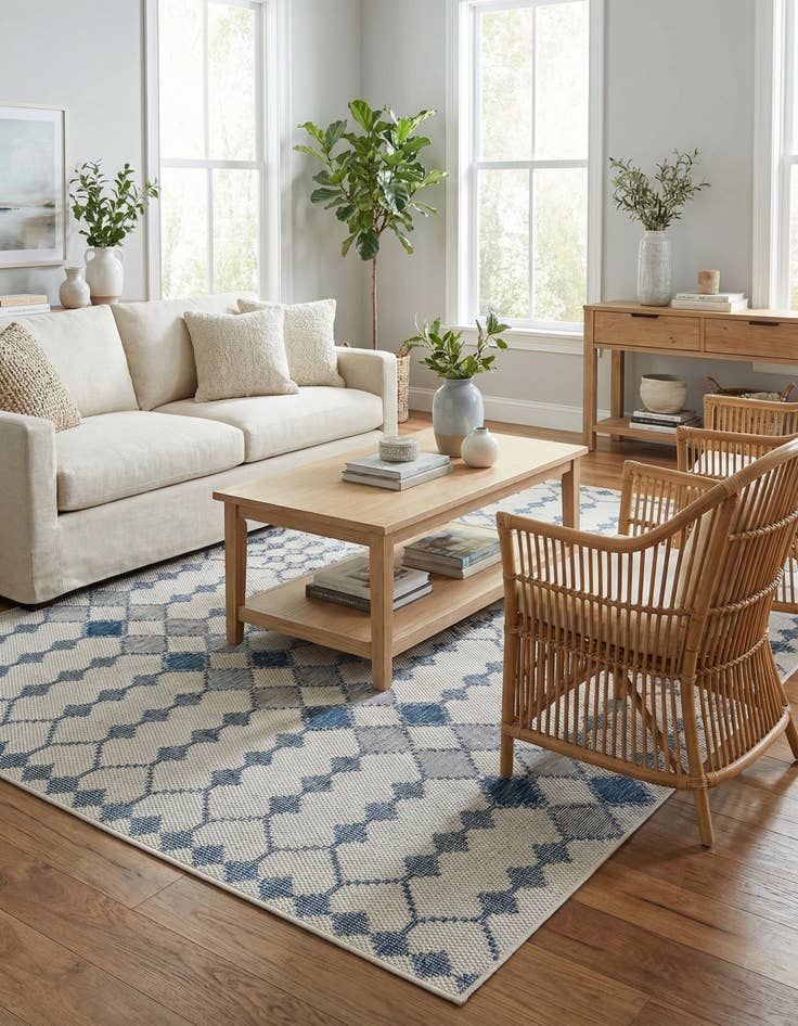 Detail image of 7' 10 x 11' Easy-Clean Trellis Indoor / Outdoor Rug