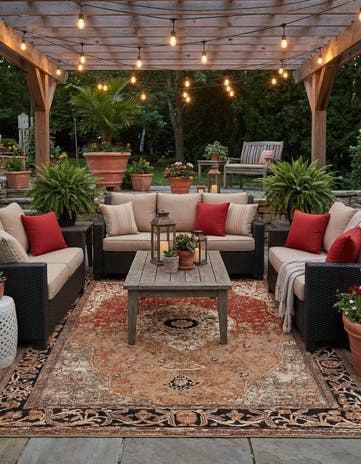 7' 10 x 10' Easy-Clean Traditional Indoor / Outdoor Rug