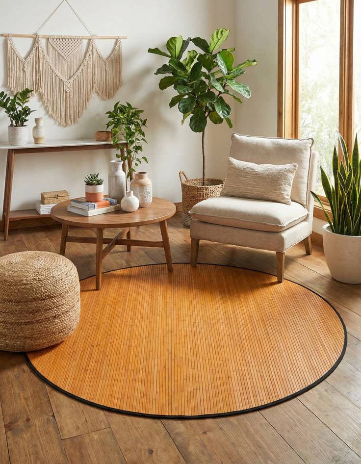 Detail image of  7' x 7' Bamboo Round Rug